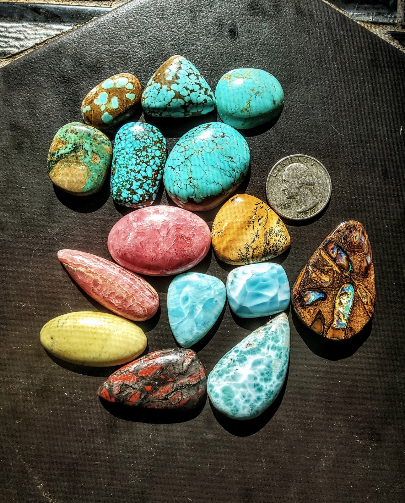 Turquoise,Laramar,Rhodachrosite opal beautiful cabs and rare!