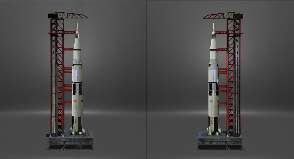 Saturn V Rocket and Launch Pad Apollo 3D model, file STL OBJ for 3D Printer