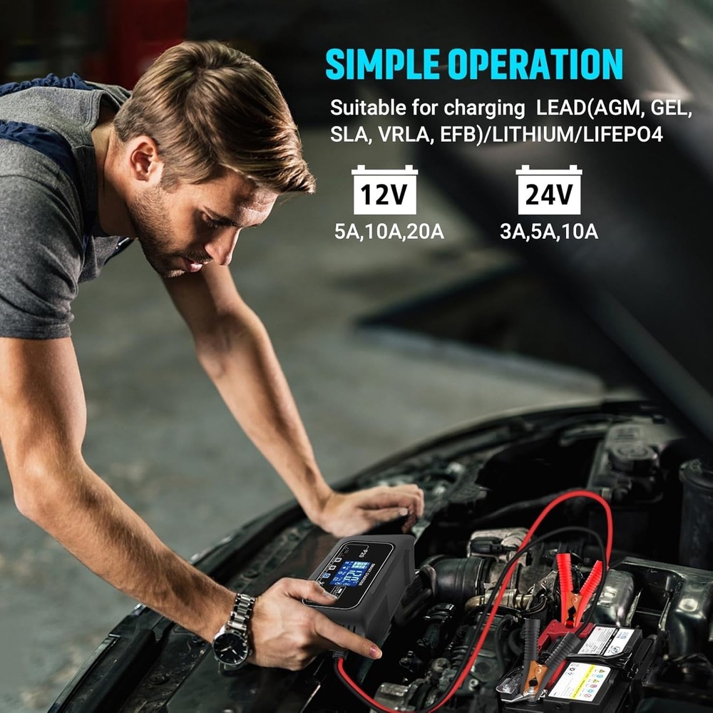 Multi-Functional Lithium Battery Charger - 9-Stage Charging