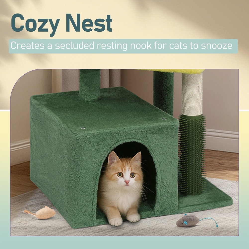27.5in Cat Tree, Multi-level Cat Tower with Cat Scratching Post and Pad
