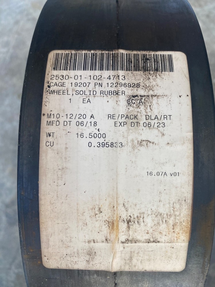 US Bradley Fighting Vehicle NOS Solid Rubber Road Wheel