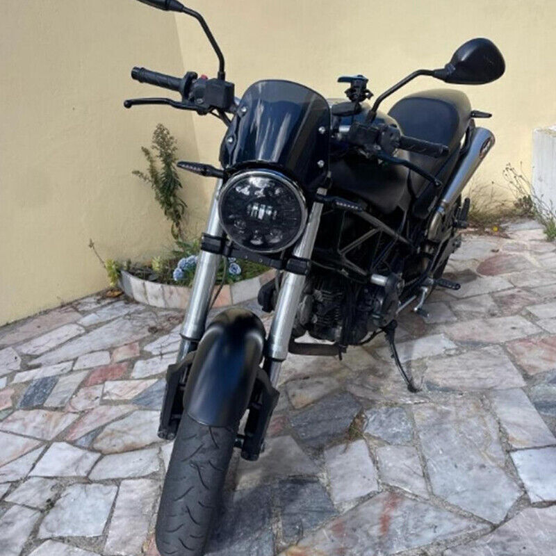 Motorcycle Headlight Windshield Windscreen Universal For 5-7'' Round Headlight