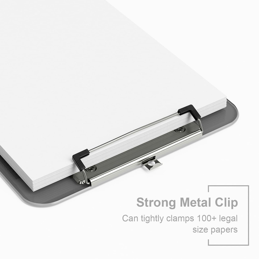 Plastic Clipboards, Translucent Clip Board with Low Profile, Grey 1PC