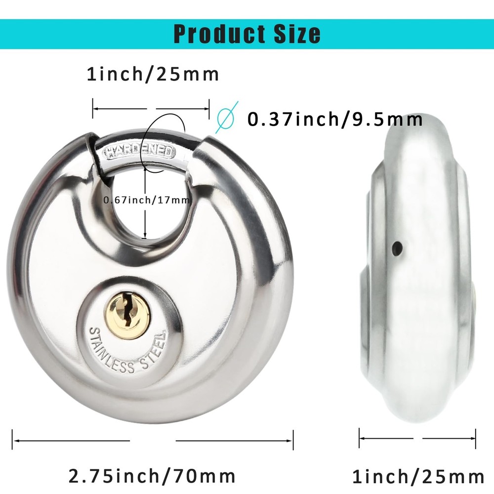 10Pack Disc Locks Keyed Alike, 2-3/4"(70mm) Storage Locks for Storage Unit, O...