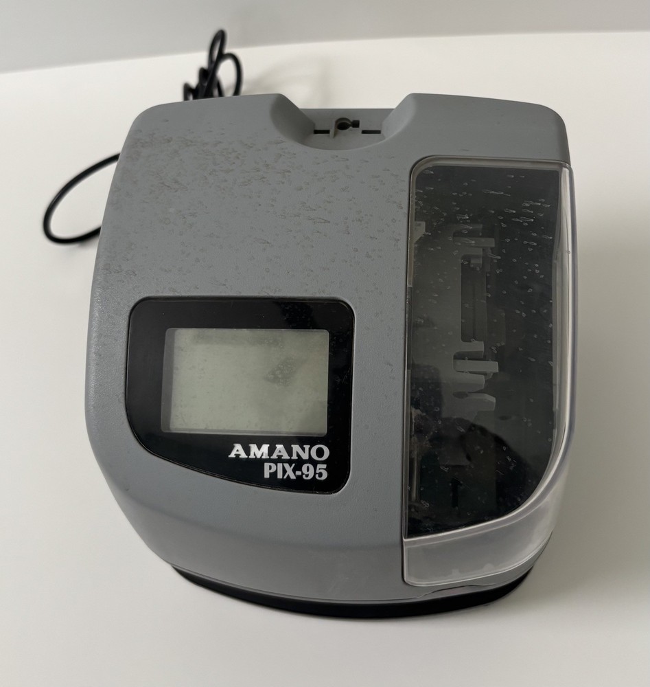 Amano PIX-95 Digital LCD Electronic Time Clock W/ Key Plus Wall Mount