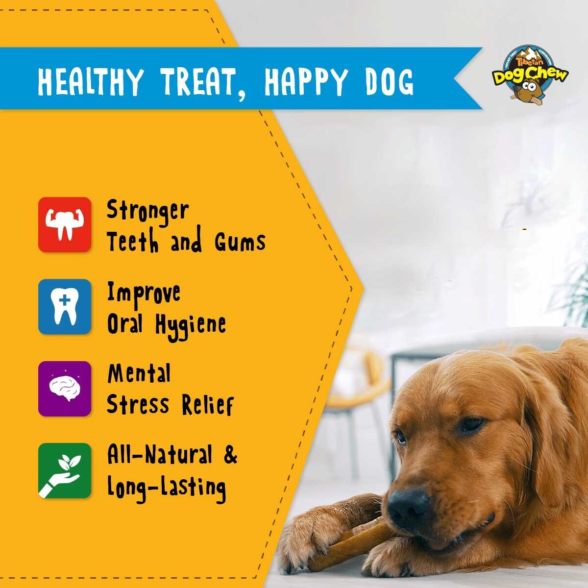 Bulk Pack-1lb(5 Pieces) Large Yak Chews for Aggressive Chewers- Tibetan Dog Chew