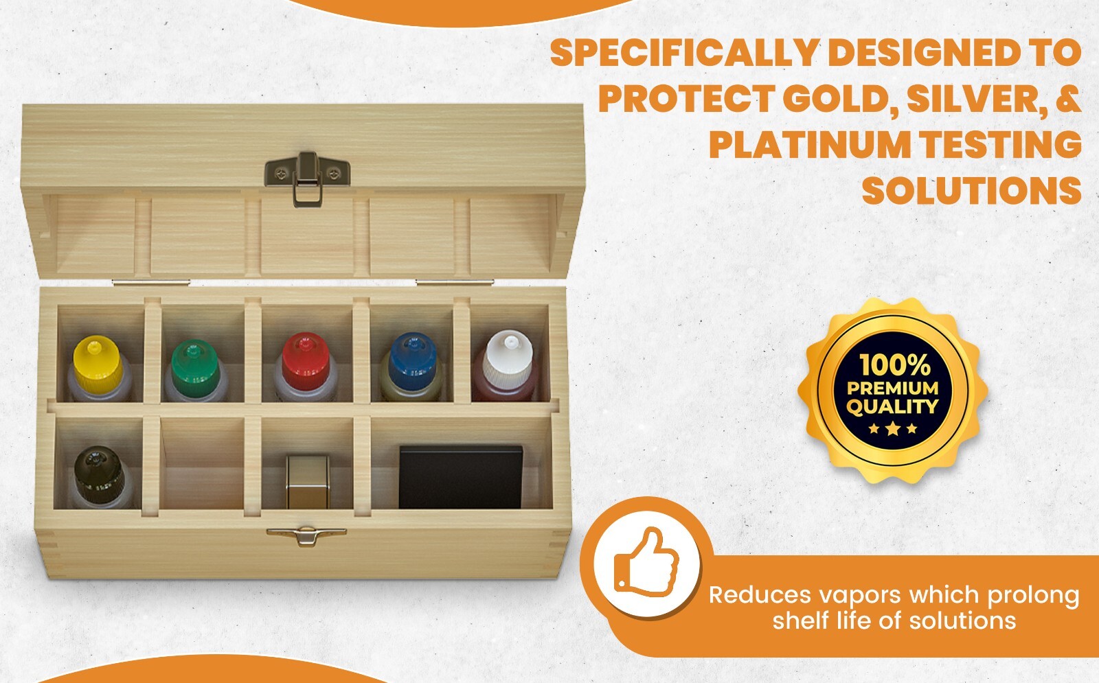 10k 14k 18k 24K Gold Silver Acid Jewelry Test Kit Testing Tester Storage Box