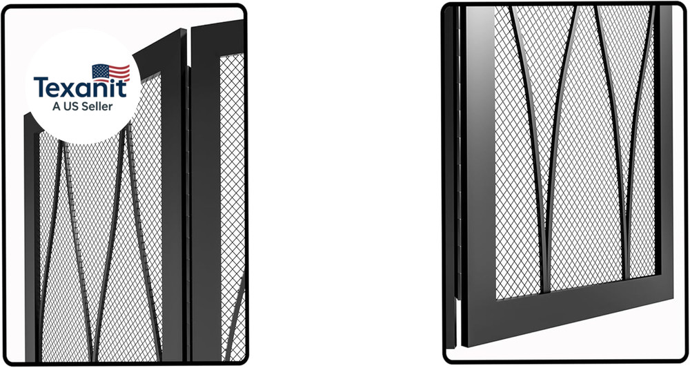 Childproof Fireplace Screen 3- Panel Modern Handcrafted Wrought Iron Foldable Me