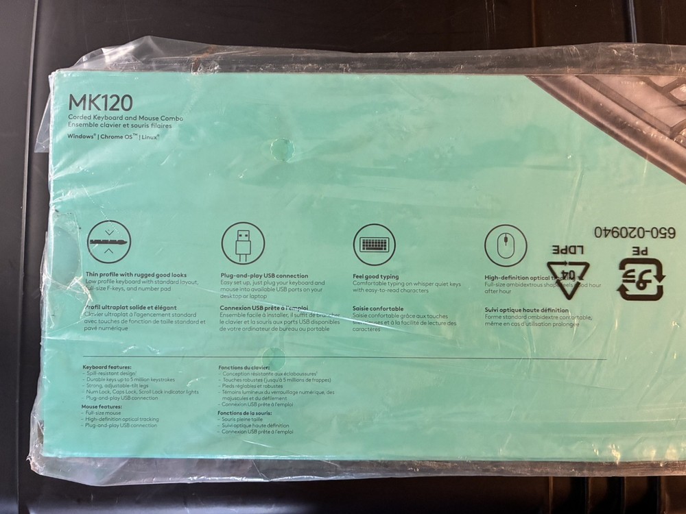 Logitech - MK120 Full-size Wired Membrane Keyboard and Mouse Bundle USB