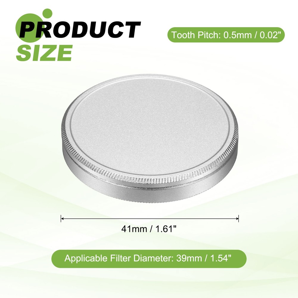 39mm Metal Lens Cap Universal Lens Filter Stack Cap Slim Stack Silver