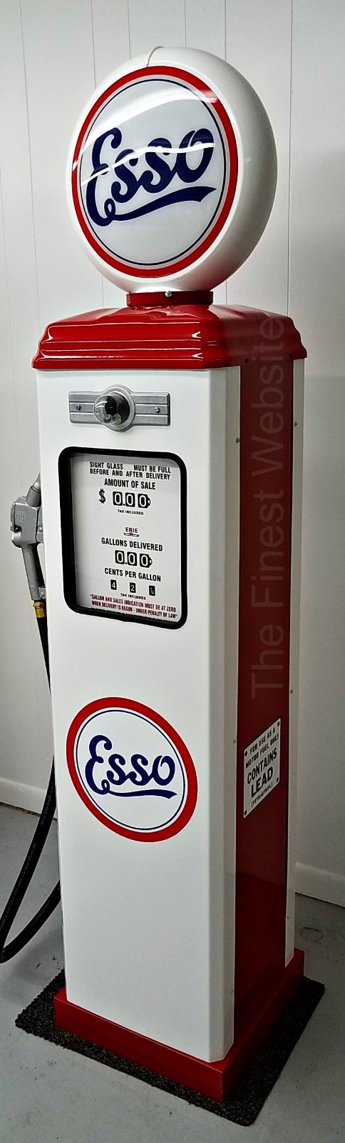 NEW REPLICA ESSO GAS PUMP - ANTIQUE OIL REPRODUCTION (WHITE & RED) - FREE SHIP*