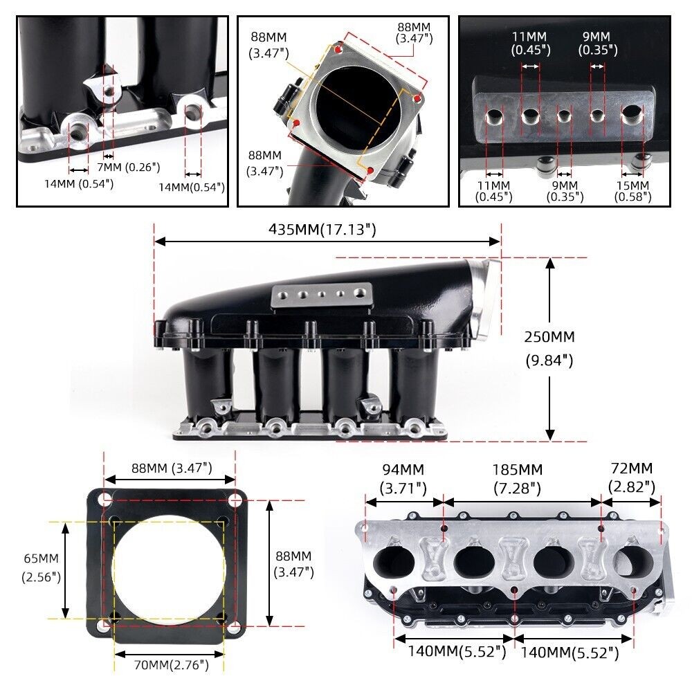 Race Intake Manifold For Honda K20 K24 K-Series K-Swap Aluminum Performance New
