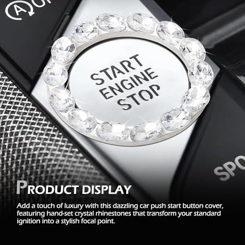 Car Bling Push Start Button Cover, Crystal Rhinestone Engine Start Stop Ring