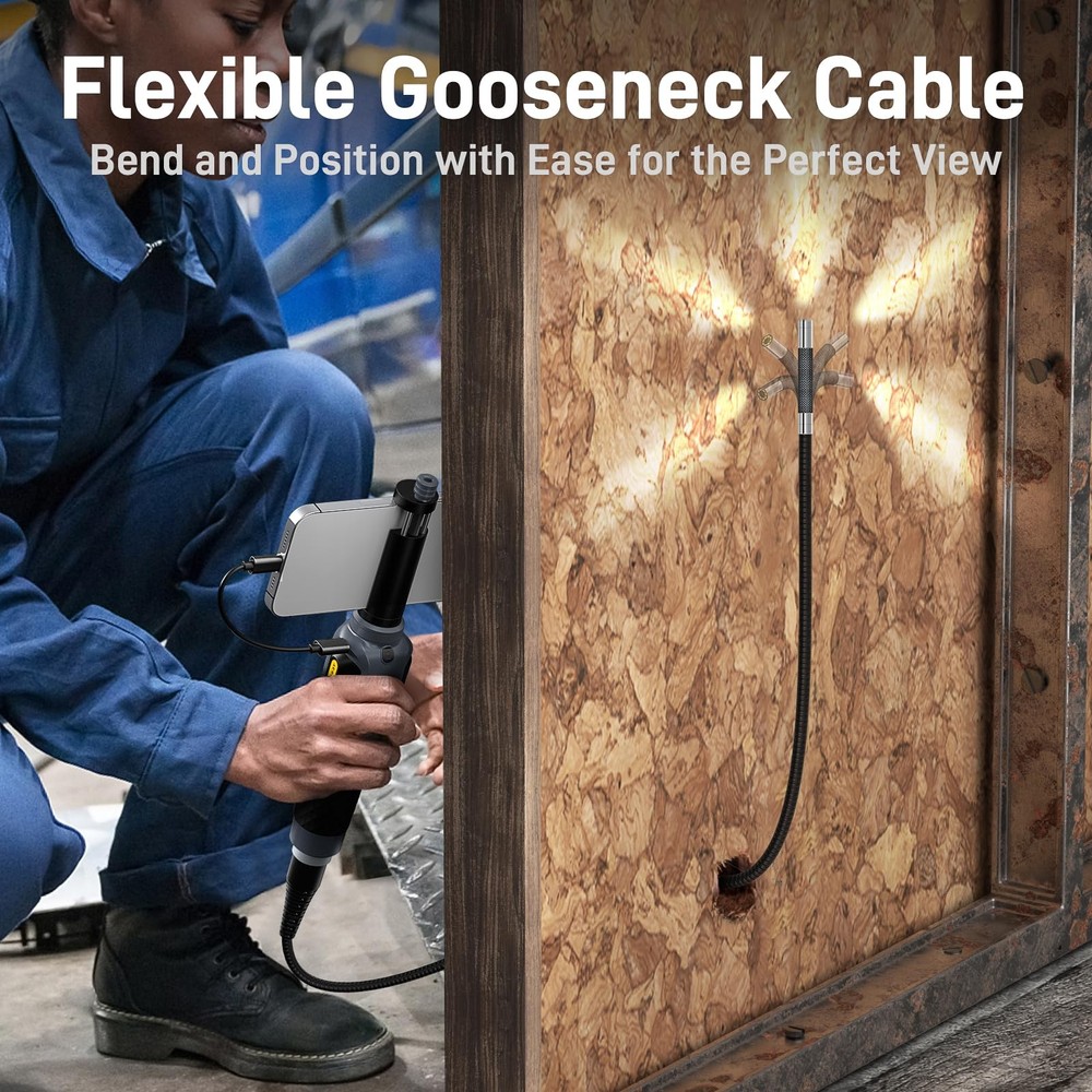 Two-Way Articulating Borescope with Light, USB-C Endoscope Inspection Camera ...