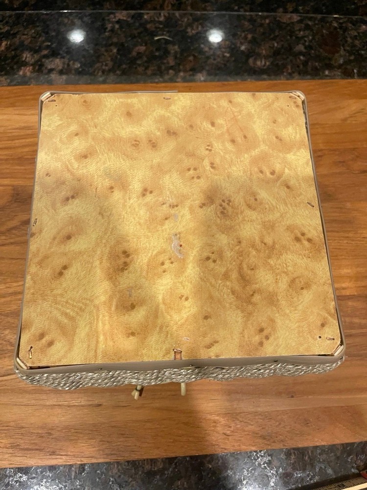 Vintage Weaved String & Fabric Sewing Basket