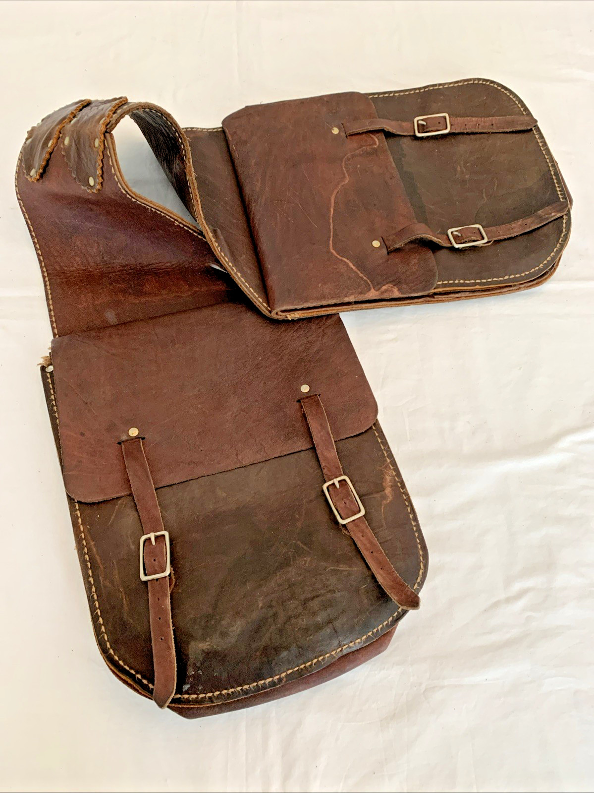 Vintage Leather Saddle Bags • Western Cowboy Horse Tack