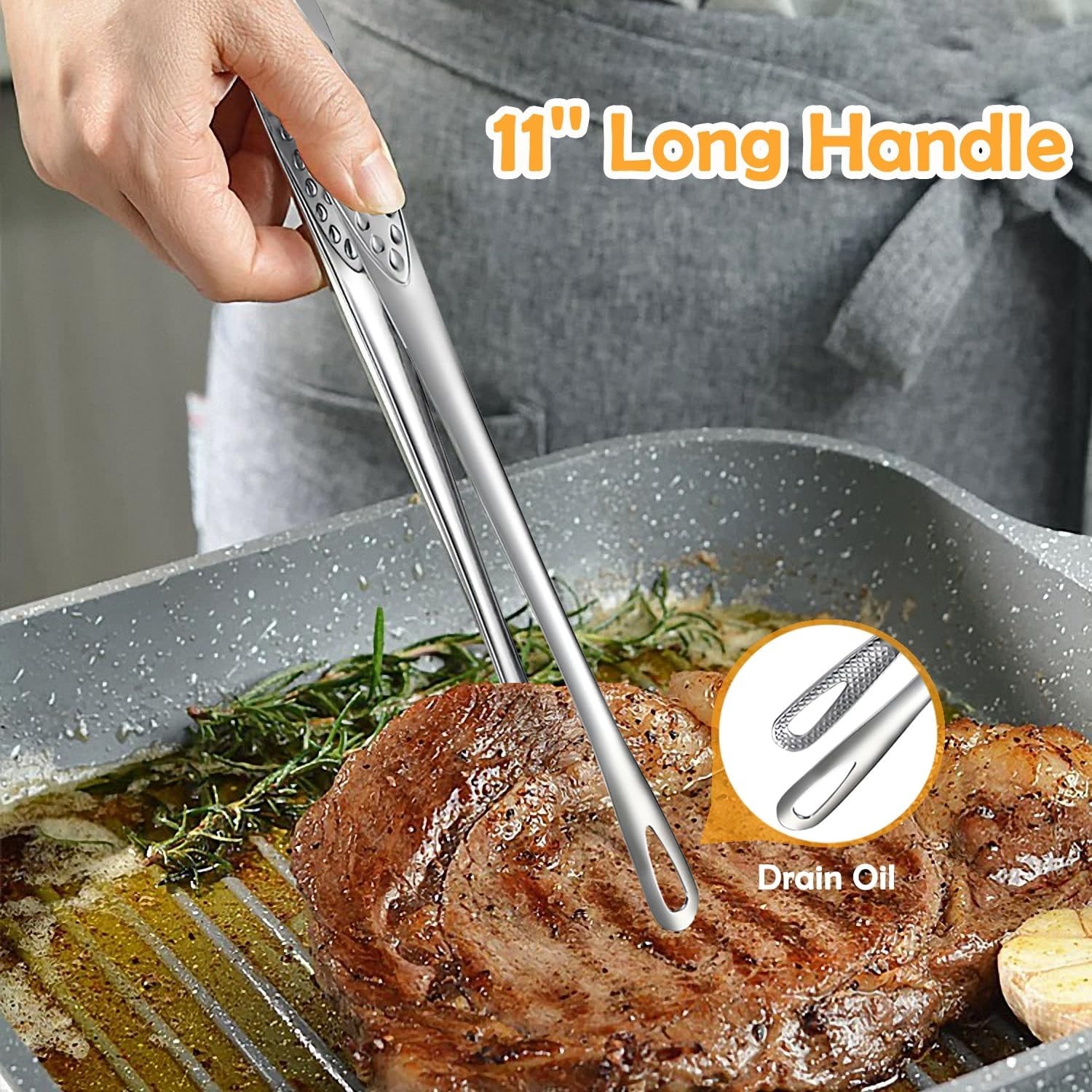 2× Stainless Steel Grill Tongs Cooking BBQ Steak Clamp Pastry Kitchen Tweezers