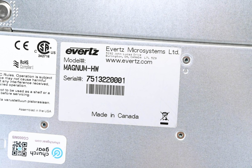 Evertz MAGNUM-HW 1RU Enterprise Class Server for MAGNUM Software Modules CG000WB