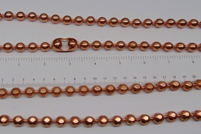 Statement Size COPPER BALL CHAIN Necklaces 9.5mm Round + Faceted Bead ~ XL