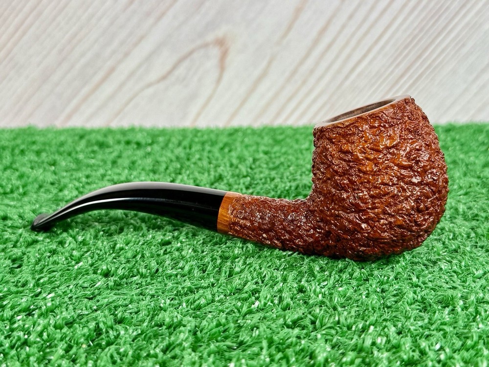 RARE DAVID JONES BENT APPLE c2000’S MINT, AWESOME RUSTICATION ARTISAN PIPE