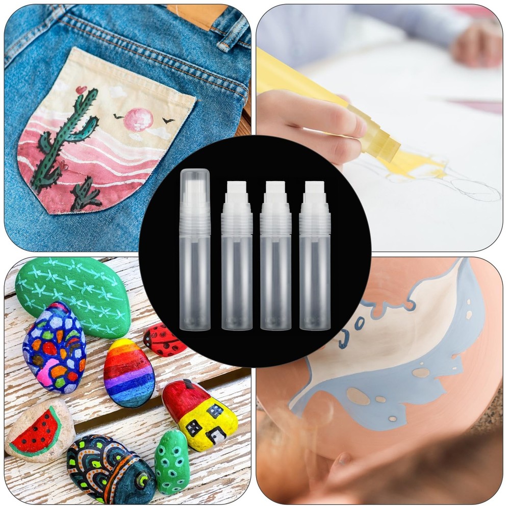 4 Pcs Refillable Paint Pens Empty Graffiti Markers transparent