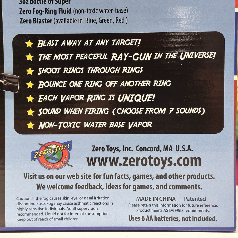 Zero Blaster Toroidal Vortex Blaster Smoke Ring Shooter NO FLUID! Zero Toys NEW!