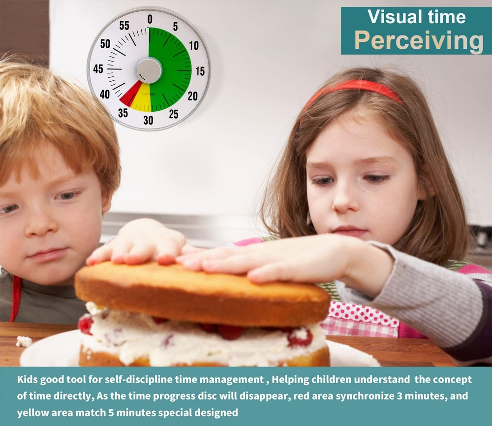 Lavigo Kitchen Timer, Countdown Visual Analog Timer, Quiet Counting, Low Loud...