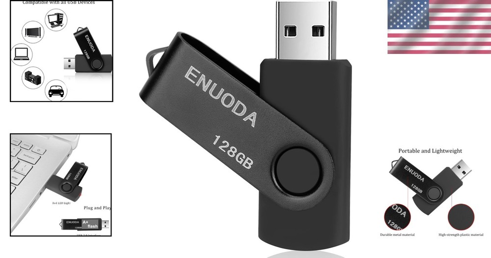 128GB USB Flash Drive - Swivel Design, Dust Proof & High-Speed Data Transfer