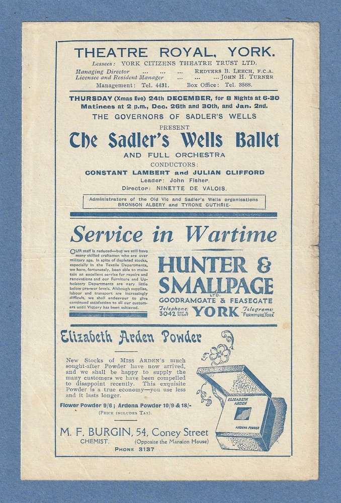 Margot Fonteyn "HAMLET" Robert Helpmann / Sadler's Wells Ballet 1942 Program