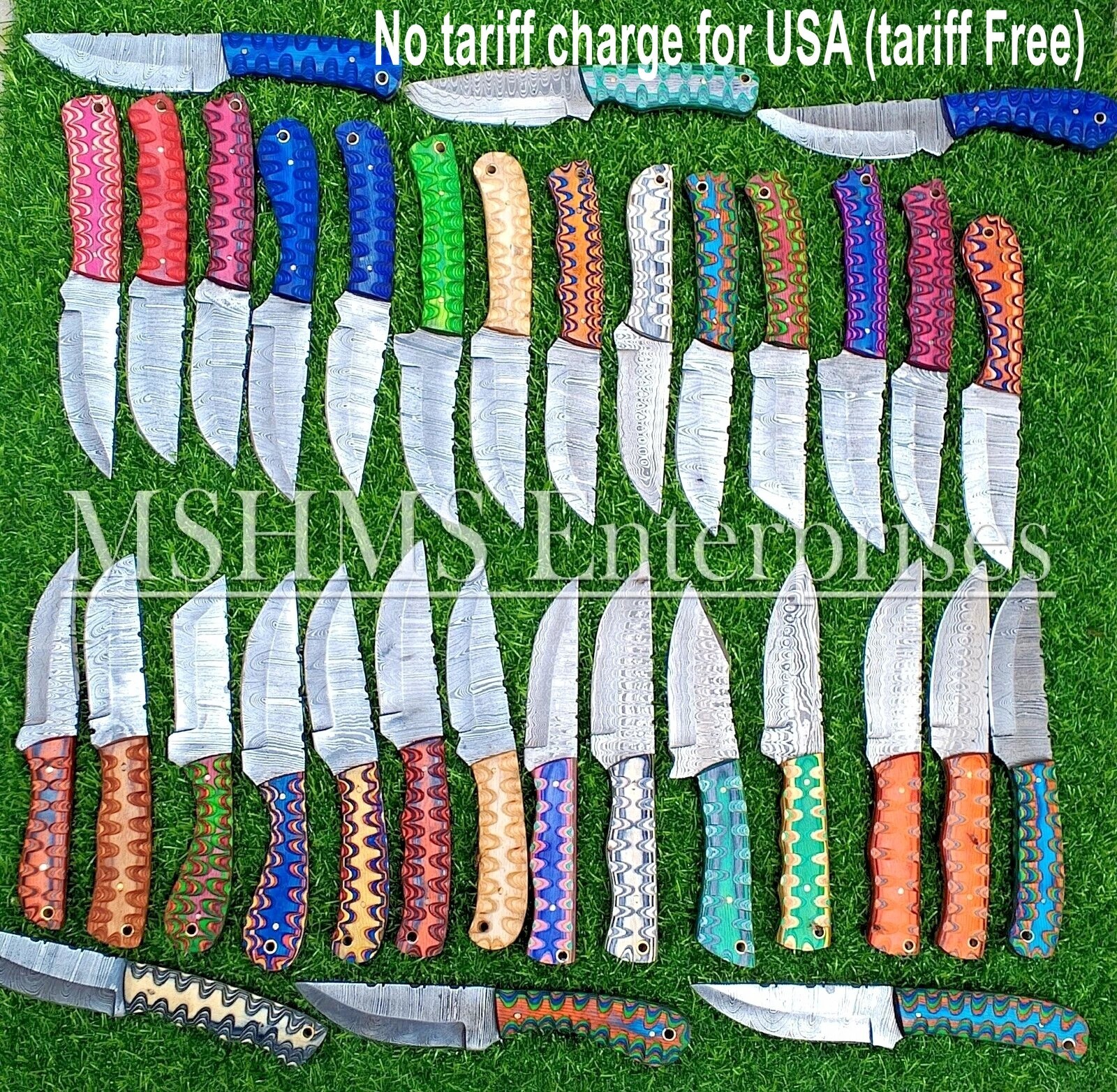 LOT OF 50 8 INCH HANDMADE DAMASCUS STEEL SKINER KNIFE (USA tariff Free)