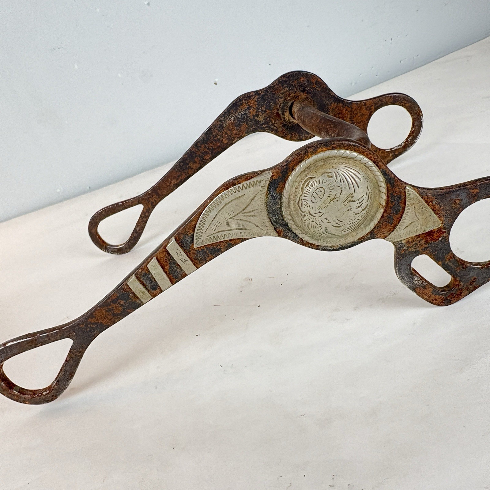 Engraved Silver Horse Show Bit Antique Vintage Western Decorative