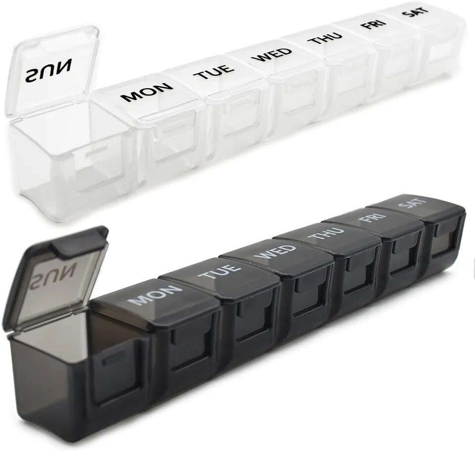 Extra Large Weekly Pill Box Organizer, 2 Pack, 7 Day Jumbo Pill Case