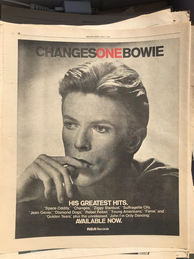 DAVID BOWIE-CHANGES ONE VINTAGE Rolling Stone Original Ad