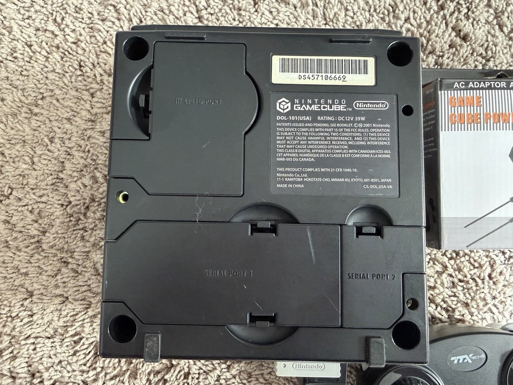 Nintendo GameCube Black Console DOL-001 / 1 Controller & Cords Bundle Tested