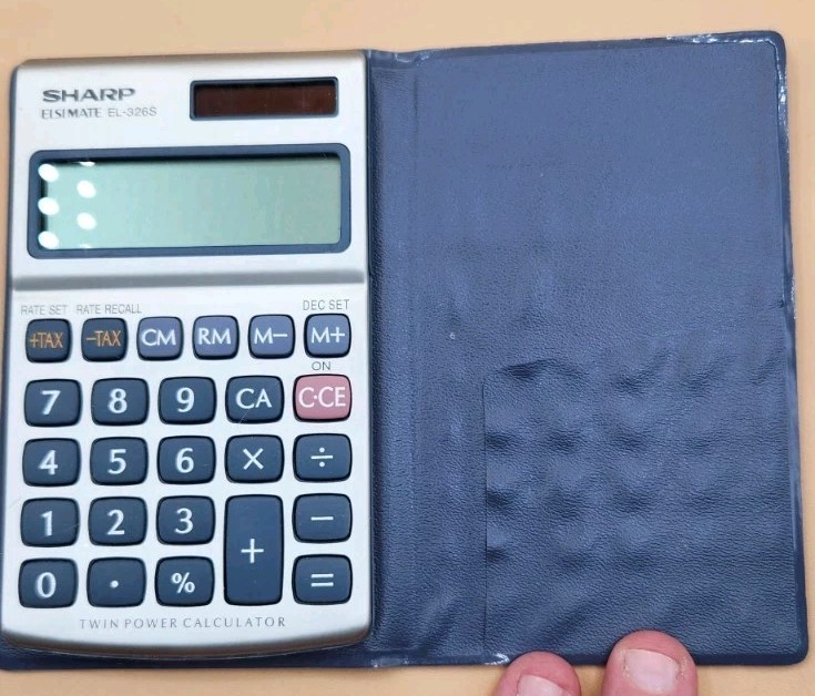 Vintage Sharp ELSI Mate EL-326S Solar Cell Calculator with Case
