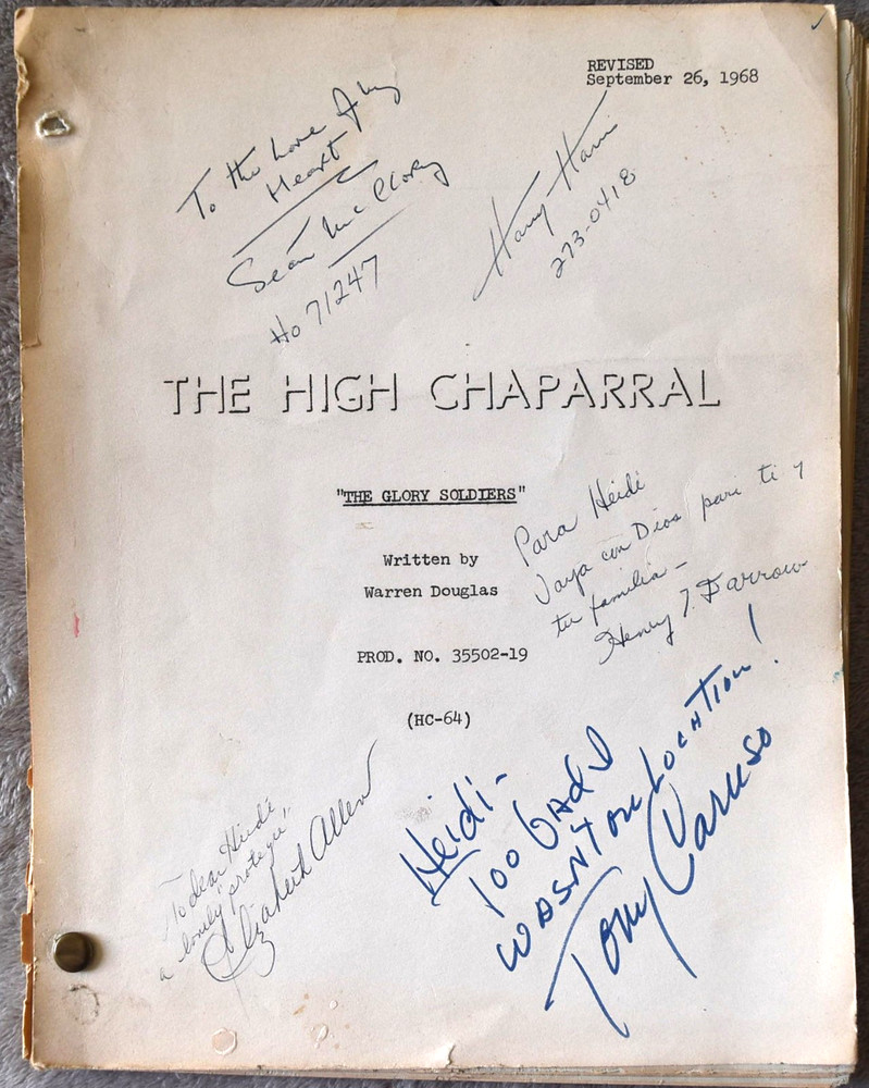1968 The High Chaparral (The Glory Soldiers ) Original Screenplay Script Signed