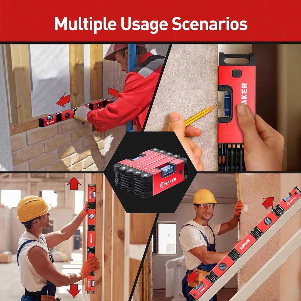 Saker Multi-function Foldable Level tool Easy to Carry folding level