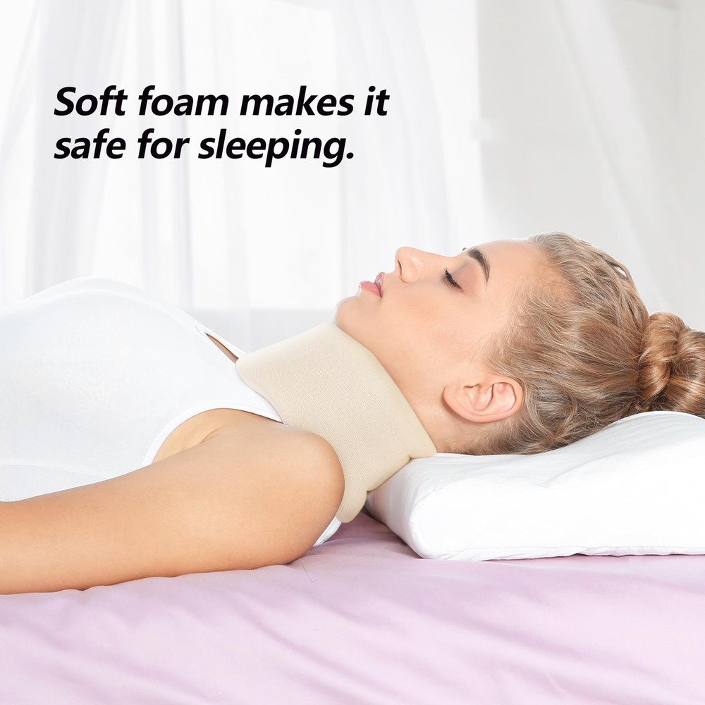 Soft Foam Neck Brace Universal Cervical Collar, Adjustable Medium, White