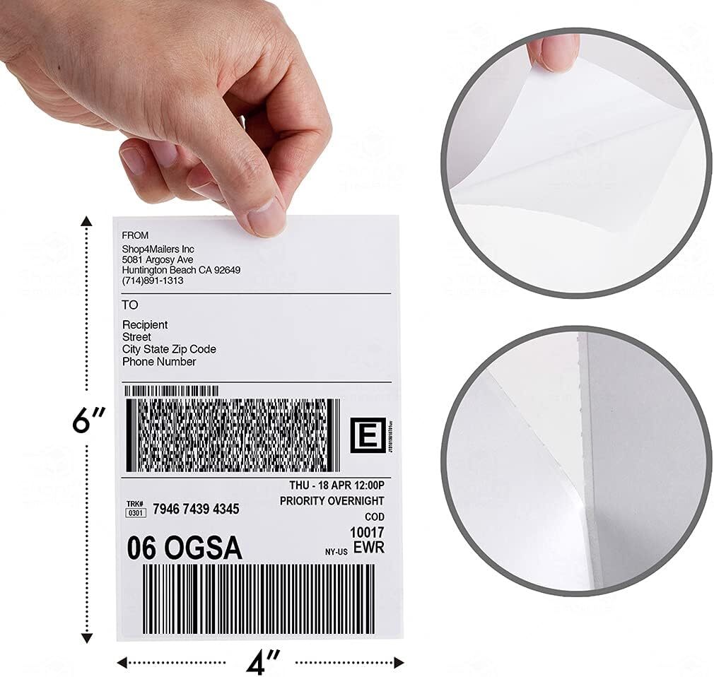 100-10000 Commercial 4" x 6" FanFold Direct Thermal Shipping Labels Perforated