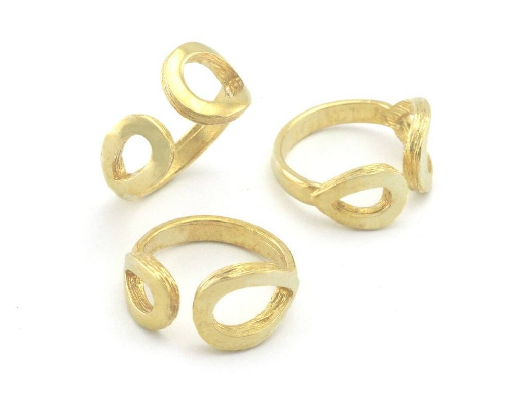 Drops Frames Adjustable Ring Raw Brass (6US - 8US inner size) 4348