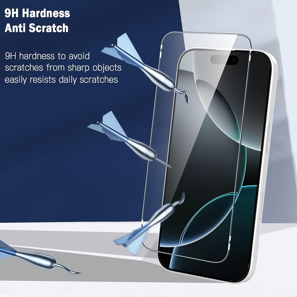 2 Pack For Apple iPhone 16 Tempered Glass Screen Protector Clear Case Friendly