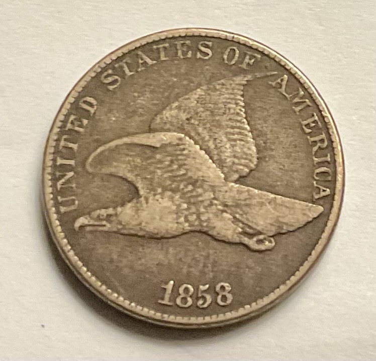 1858 1C Large Letters Flying Eagle Cent