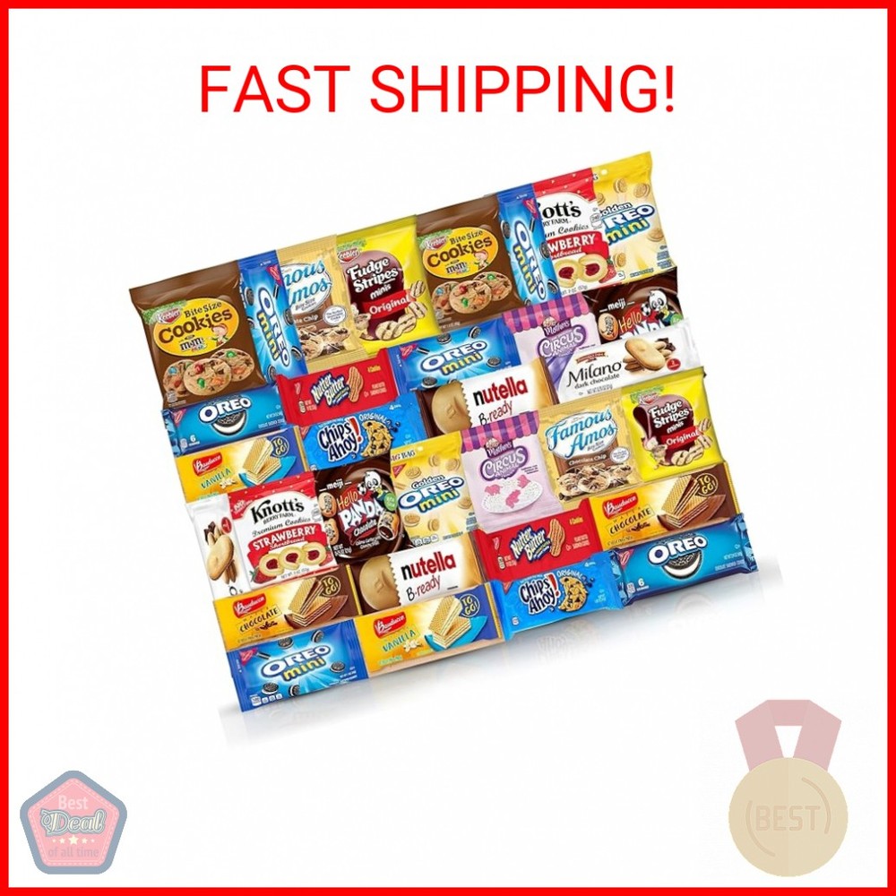 Cookies Variety Pack - Individually Wrapped Assortment, Sampler Bulk Care Packag