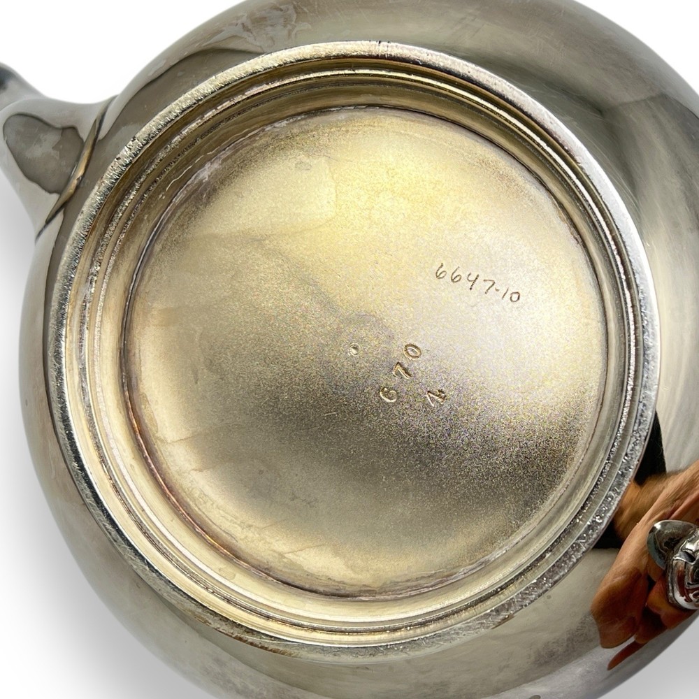 Silverplate Teapot Etched Floral Design