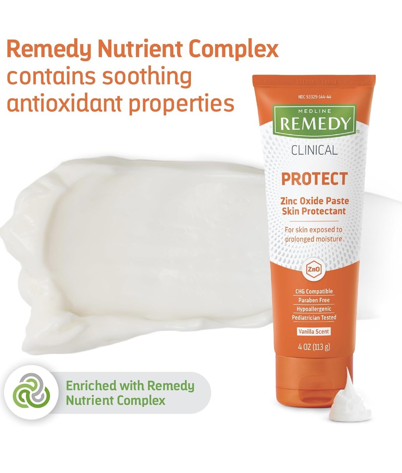 Medline Remedy Zinc Oxide Paste Skin Protectant, Vanilla Scent, 4 OZ, 2 pack