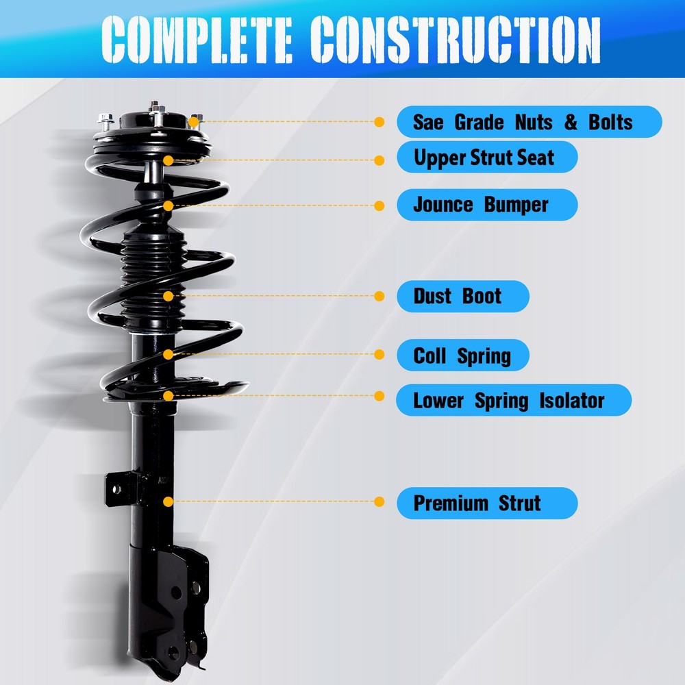 Front Pair Complete Struts & Coil Spring Assemblies for 2007-2017 Jeep Patriot