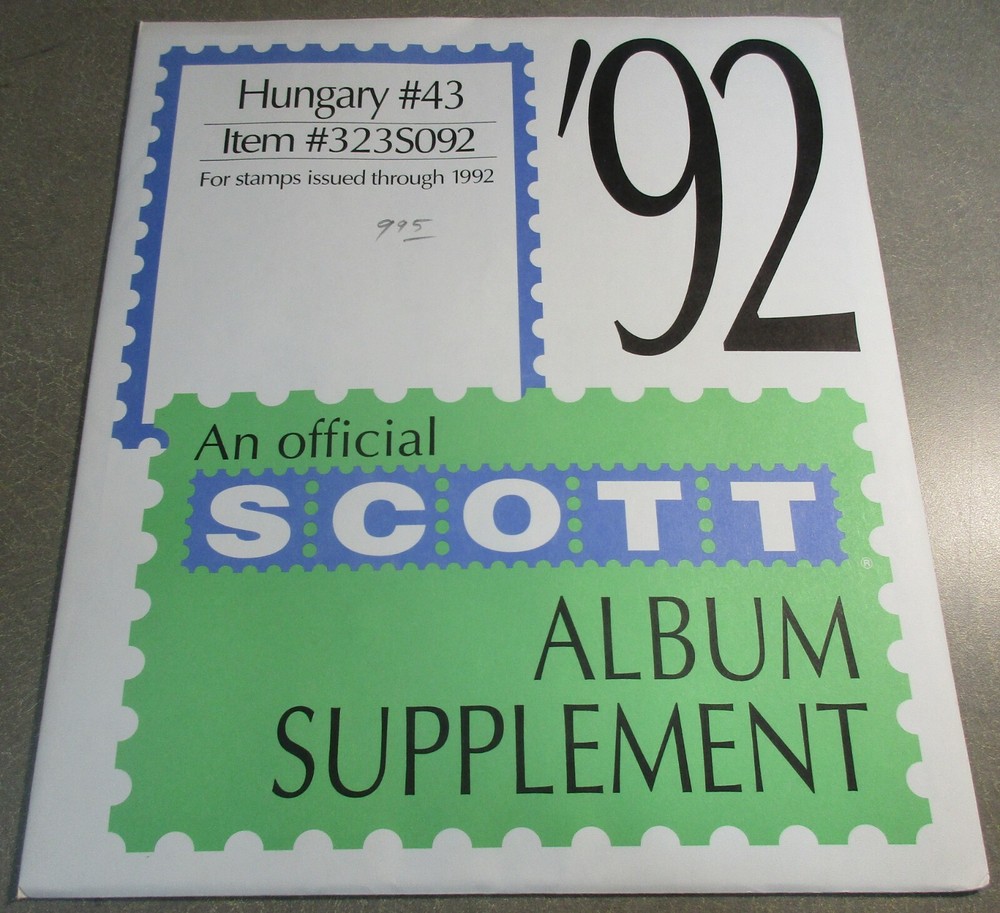 "SCOTT" HUNGARY SUPPLEMENT # 43 1992 W/FREE SHIPPING!!