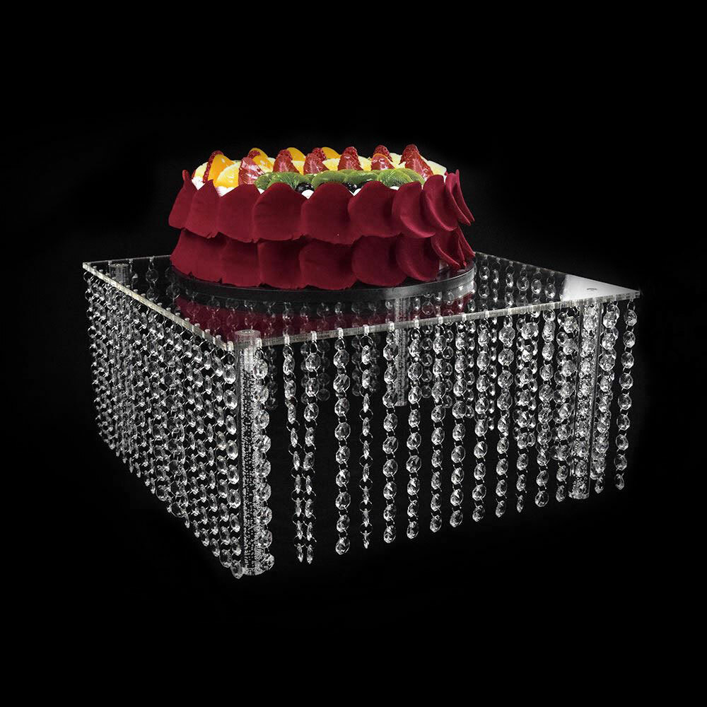 3 Tier Cake Stands Square Crystal Beaded Cupcake Tower Separable Dessert Display