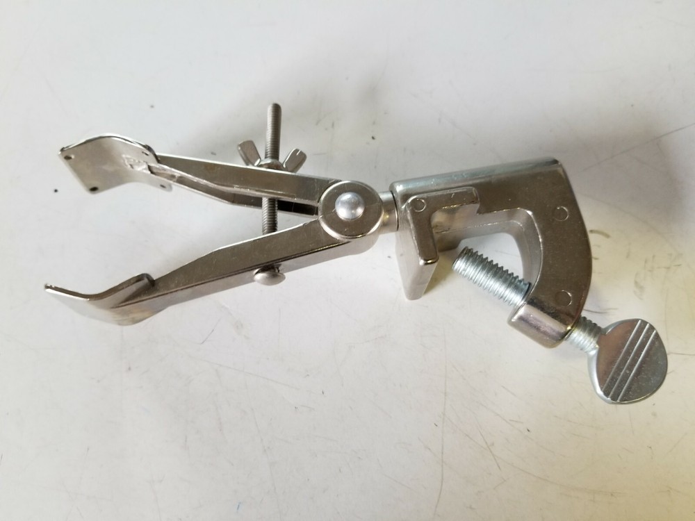 VWR Talon Two-Prong Single Adjustable Extension Lab Clamp, Missing Rubber Grips