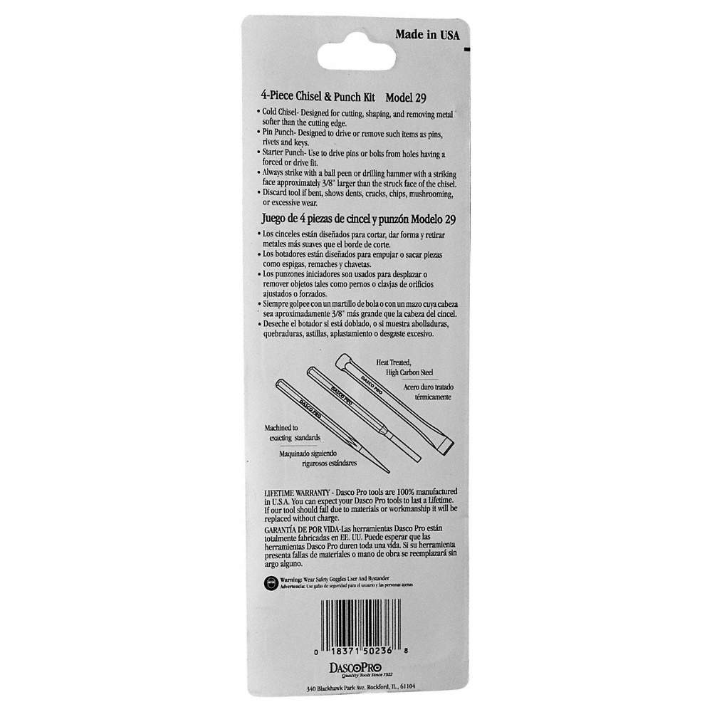 DASCO PRO 29 Punch & Chisel, 4 Piece 817ZW6